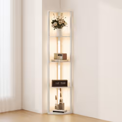 HOMCOM Corner Floor Lamp with Dimmable Warm White LED Light, Oak - Additional view 8