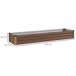 Outsunny Galvanised Raised Bed for Garden, Outdoor Elevated Planter Box, Brown