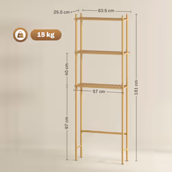 HOMCOM Bamboo Over Toilet Storage Unit with 3 Slatted Shelves, Natural