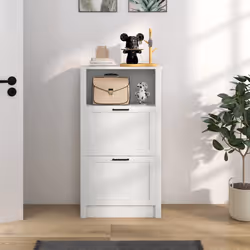 HOMCOM Modern Shoe Cabinet with 2 Flip Drawers and Adjustable Shelves, White - Additional view 7