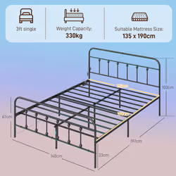 HOMCOM Double Bed Frame with LED Lights and Charging Station, Black