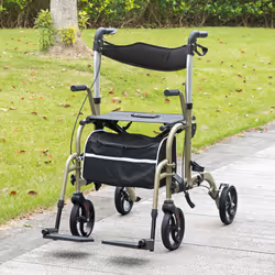 HOMCOM 2 in 1 Wheelchair & Folding Rollator Walker Combo, Yellow-green