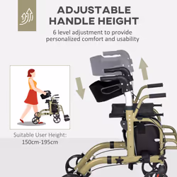 HOMCOM 2 in 1 Wheelchair & Folding Rollator Walker Combo, Yellow-green