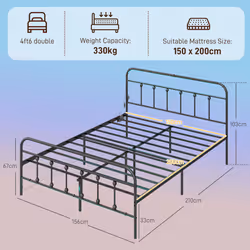 HOMCOM King Bed Frame with LED Lights and Charging Station, Black