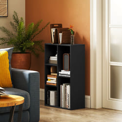 HOMCOM 2-Tier Bookshelf with 5 Open Storage Compartments - Black