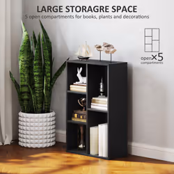 HOMCOM 2-Tier Bookshelf with 5 Open Storage Compartments - Black