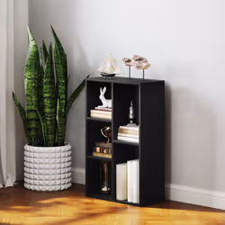 HOMCOM 2-Tier Bookshelf with 5 Open Storage Compartments - Black - Additional view 7