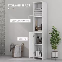HOMCOM Narrow Bathroom Cabinet, Slim Bathroom Cupboard, White