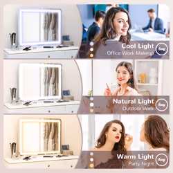 HOMCOM Vanity Mirror with Lights, 10X Magnifying, USB Charging Port, White - Additional view 4