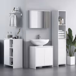 HOMCOM Freestanding Under Sink Cabinet with 2 Doors and Shelf, White