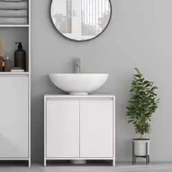 HOMCOM Freestanding Under Sink Cabinet with 2 Doors and Shelf, White - Additional view 6