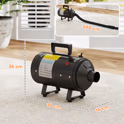 PawHut 2200W Dog Hair Dryer with Adjustable Temperature & Velocity, Black