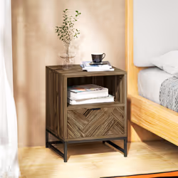 HOMCOM Bedside Table, Sofa Side Table with Drawer for Bedroom, Brown