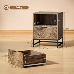 HOMCOM Bedside Table, Sofa Side Table with Drawer for Bedroom, Brown