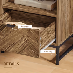 HOMCOM Bedside Table, Sofa Side Table with Drawer for Bedroom, Brown - Additional view 5