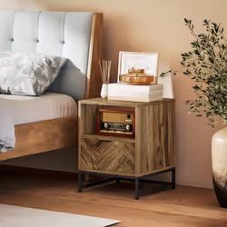 HOMCOM Bedside Table, Sofa Side Table with Drawer for Bedroom, Brown - Additional view 6