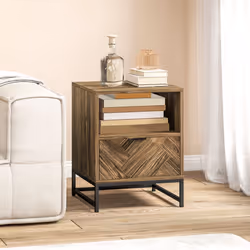 HOMCOM Bedside Table, Sofa Side Table with Drawer for Bedroom, Brown - Additional view 7