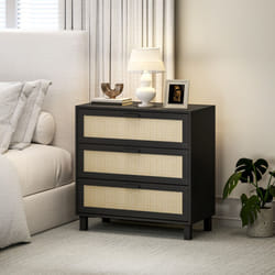 HOMCOM 3 Drawer Cabinet Storage Cupboard Sideboard Organiser, Black