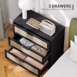 HOMCOM 3 Drawer Cabinet Storage Cupboard Sideboard Organiser, Black - Additional view 4