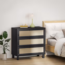 HOMCOM 3 Drawer Cabinet Storage Cupboard Sideboard Organiser, Black - Additional view 6