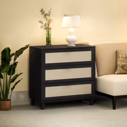 HOMCOM 3 Drawer Cabinet Storage Cupboard Sideboard Organiser, Black - Additional view 7