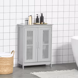 kleankin Bathroom Cabinet, Freestanding Floor Cabinet with Storage, Grey