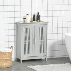 kleankin Bathroom Cabinet, Freestanding Floor Cabinet with Storage, Grey