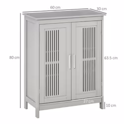 kleankin Bathroom Cabinet, Freestanding Floor Cabinet with Storage, Grey