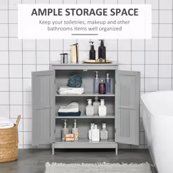 kleankin Bathroom Cabinet, Freestanding Floor Cabinet with Storage, Grey