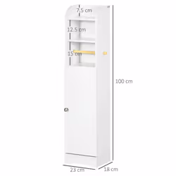 kleankin Freestanding Bathroom Storage Unit with Adjustable Shelf, White