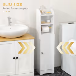 kleankin Freestanding Bathroom Storage Unit with Adjustable Shelf, White - Additional view 5