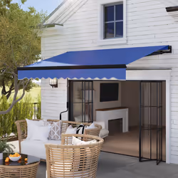 Outsunny 3 x 2.5m Electric Awning with LED Light and Remote Controller Blue