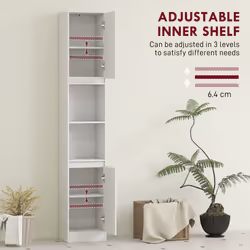 HOMCOM Narrow Bathroom Storage Cabinet with Open Compartment, White - Additional view 5