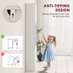 HOMCOM Narrow Bathroom Storage Cabinet with Open Compartment, White - Additional view 6