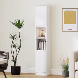 HOMCOM Narrow Bathroom Storage Cabinet with Open Compartment, White - Additional view 8