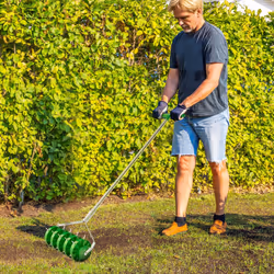 Outsunny Grass Spike Roller, Soil Aerator w/ 3 Piece Handle and T-bar Grip