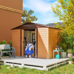 Outsunny 9.1x6.4ft Garden Shed, Tool Storage Sliding Door Wood Effect