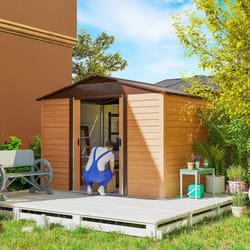 Outsunny 9.1x6.4ft Garden Shed, Tool Storage Sliding Door Wood Effect