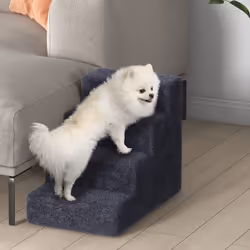 PawHut Four-Step Portable Dog Stairs with Washable Plush Cover, Dark Grey - Additional view 8