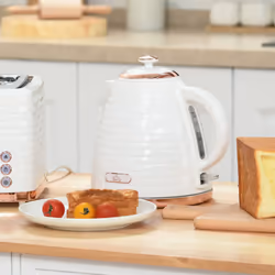 HOMCOM Electric Kettle, Fast Boil, 1.7L, 3kW, Swivel, White Ripple
