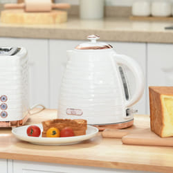 HOMCOM Electric Kettle, Fast Boil, 1.7L, 3kW, Swivel, White Ripple