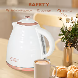 HOMCOM Electric Kettle, Fast Boil, 1.7L, 3kW, Swivel, White Ripple