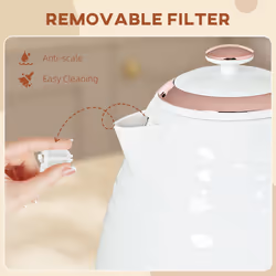 HOMCOM Electric Kettle, Fast Boil, 1.7L, 3kW, Swivel, White Ripple - Additional view 4