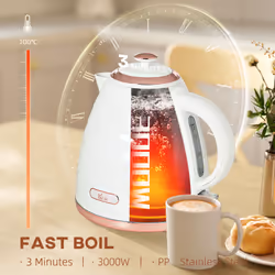 HOMCOM Electric Kettle, Fast Boil, 1.7L, 3kW, Swivel, White Ripple - Additional view 5