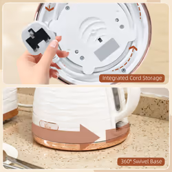 HOMCOM Electric Kettle, Fast Boil, 1.7L, 3kW, Swivel, White Ripple - Additional view 6