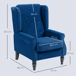 HOMCOM Accent Armchair Home Furniture Retro Tufted Club Fabric Blue - Additional view 2