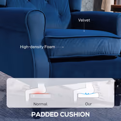 HOMCOM Accent Armchair Home Furniture Retro Tufted Club Fabric Blue - Additional view 4