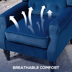 HOMCOM Accent Armchair Home Furniture Retro Tufted Club Fabric Blue - Additional view 5