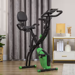 HOMCOM 2-In-1 Folding Exercise Bike with 8-Level Magnetic Resistance Green