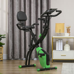 HOMCOM 2-In-1 Folding Exercise Bike with 8-Level Magnetic Resistance Green